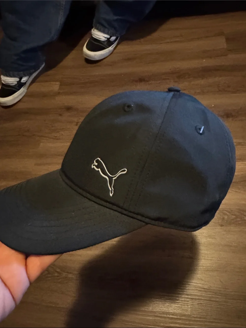 Puma New Black Baseball Hat with Silver Cat Logo